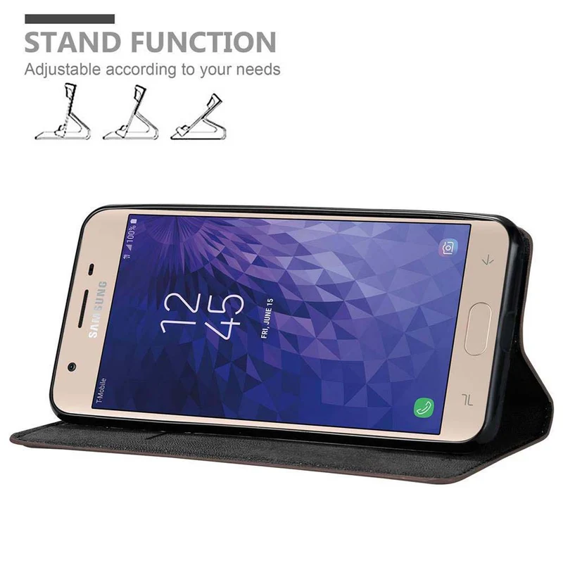 Cadorabo Hülle kompatibel mit Samsung Galaxy J3 2018 Schutzhülle mit Magnetverschluss, Standfunktion und Kartenfach