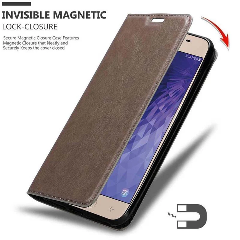 Cadorabo Hülle kompatibel mit Samsung Galaxy J3 2018 Schutzhülle mit Magnetverschluss, Standfunktion und Kartenfach