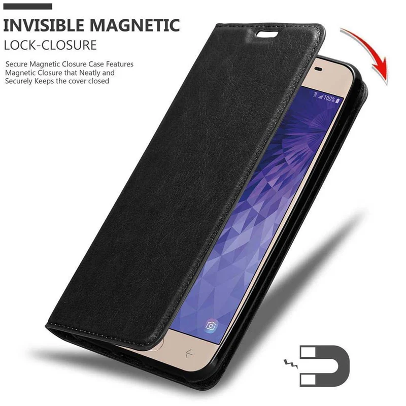 Cadorabo Hülle kompatibel mit Samsung Galaxy J3 2018 Schutzhülle mit Magnetverschluss, Standfunktion und Kartenfach