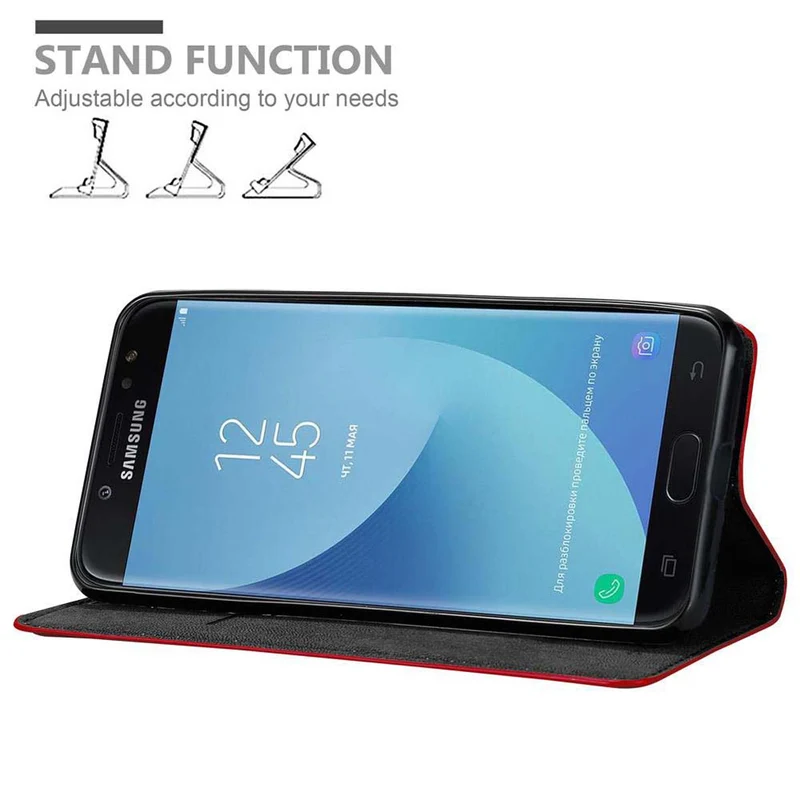 Cadorabo Hülle kompatibel mit Samsung Galaxy J7 2018 Schutzhülle mit Magnetverschluss, Standfunktion und Kartenfach