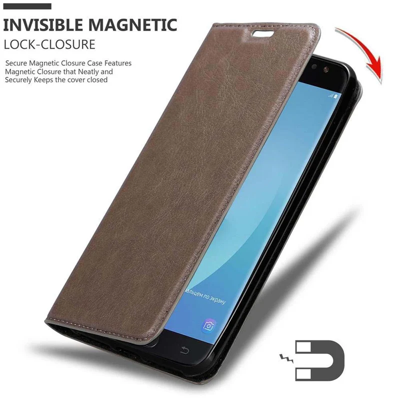 Cadorabo Hülle kompatibel mit Samsung Galaxy J7 2018 Schutzhülle mit Magnetverschluss, Standfunktion und Kartenfach