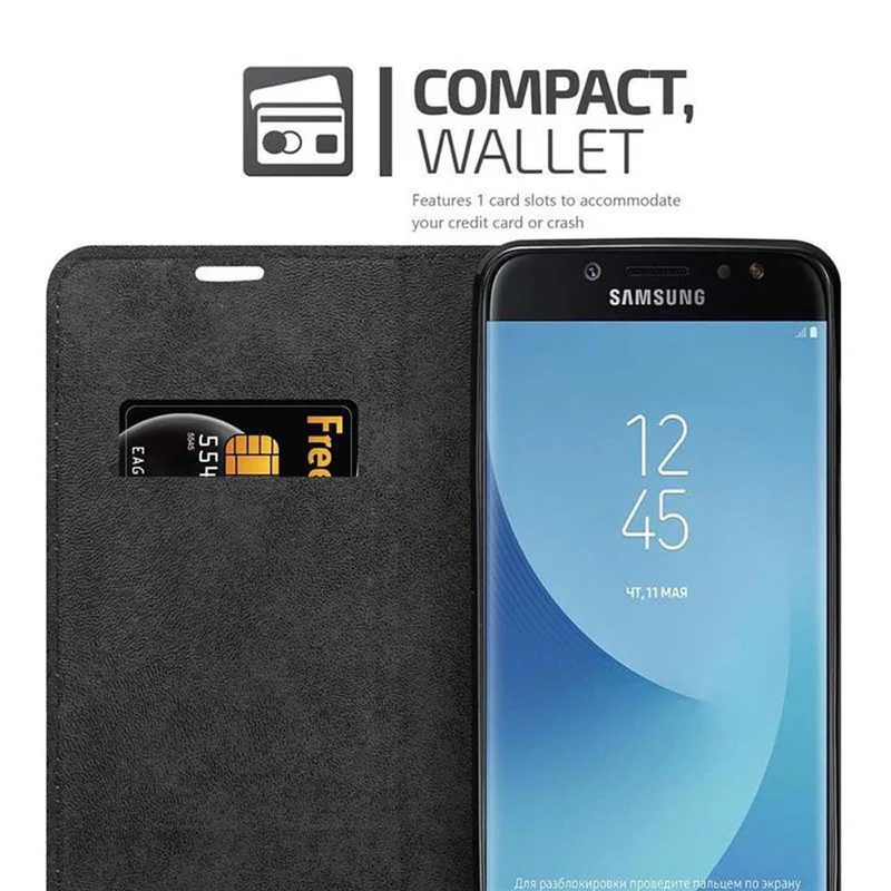 Cadorabo Hülle kompatibel mit Samsung Galaxy J7 2018 Schutzhülle mit Magnetverschluss, Standfunktion und Kartenfach