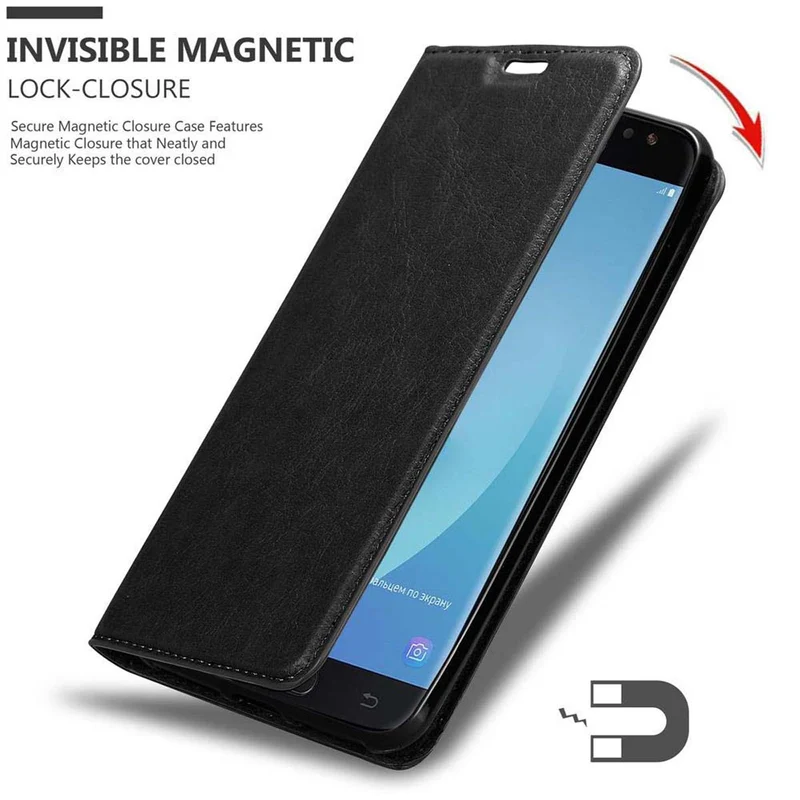 Cadorabo Hülle kompatibel mit Samsung Galaxy J7 2018 Schutzhülle mit Magnetverschluss, Standfunktion und Kartenfach