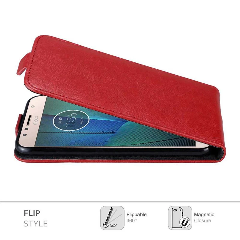 Cadorabo Hülle kompatibel mit Motorola MOTO G5S PLUS Schutzhülle im Flip Design mit Magnetverschluss