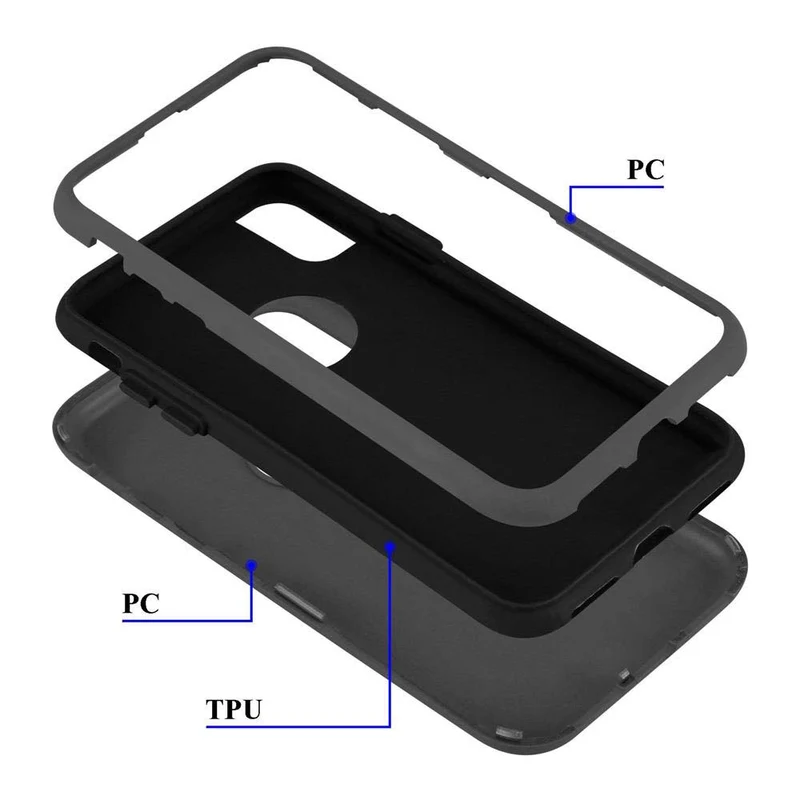 Cadorabo Hülle kompatibel mit Apple iPhone X / XS Hybrid Schutzhülle mit TPU Silikon Innenseite und 2teiliger Kunststoff Außenseite