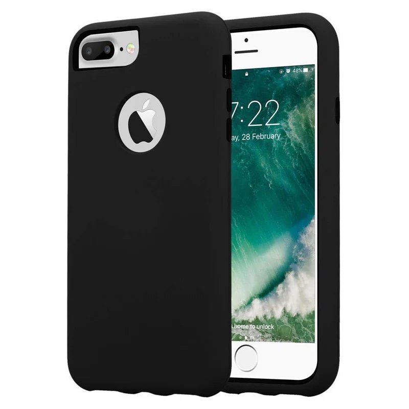 Cadorabo Hülle kompatibel mit Apple iPhone 7 PLUS / 7S PLUS / 8 PLUS Hybrid Schutzhülle mit TPU Silikon Innenseite und 2teiliger Kunststoff Außenseite