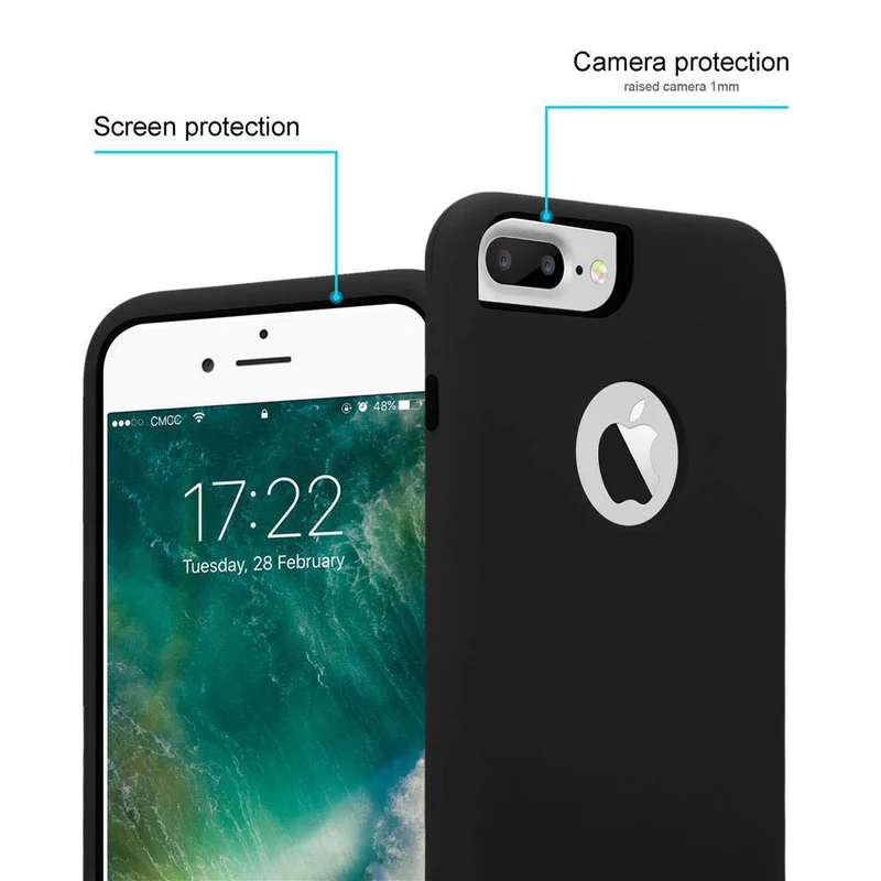 Cadorabo Hülle kompatibel mit Apple iPhone 7 PLUS / 7S PLUS / 8 PLUS Hybrid Schutzhülle mit TPU Silikon Innenseite und 2teiliger Kunststoff Außenseite