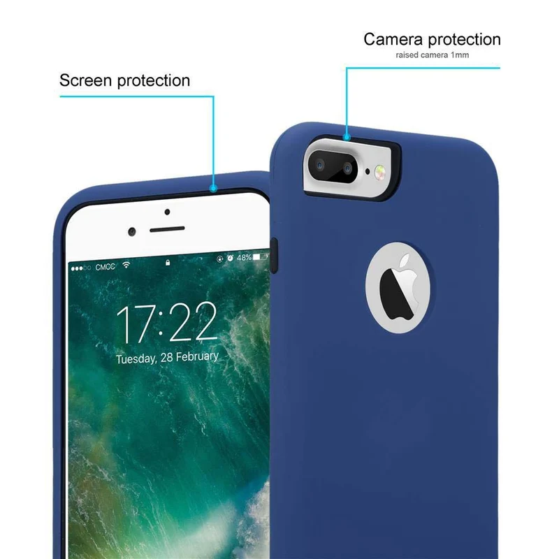 Cadorabo Hülle kompatibel mit Apple iPhone 7 PLUS / 7S PLUS / 8 PLUS Hybrid Schutzhülle mit TPU Silikon Innenseite und 2teiliger Kunststoff Außenseite