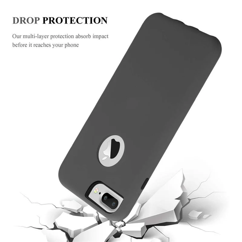 Cadorabo Hülle kompatibel mit Apple iPhone 7 PLUS / 7S PLUS / 8 PLUS Hybrid Schutzhülle mit TPU Silikon Innenseite und 2teiliger Kunststoff Außenseite
