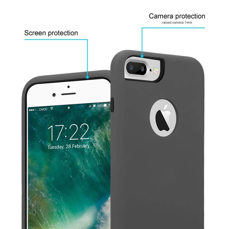 Cadorabo Hülle kompatibel mit Apple iPhone 7 PLUS / 7S PLUS / 8 PLUS Hybrid Schutzhülle mit TPU Silikon Innenseite und 2teiliger Kunststoff Außenseite