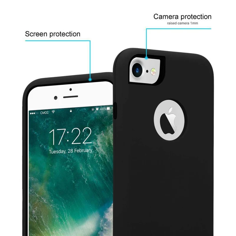 Cadorabo Hülle kompatibel mit Apple iPhone 7 / 7S / 8 / SE 2020 Hybrid Schutzhülle mit TPU Silikon Innenseite und 2teiliger Kunststoff Außenseite