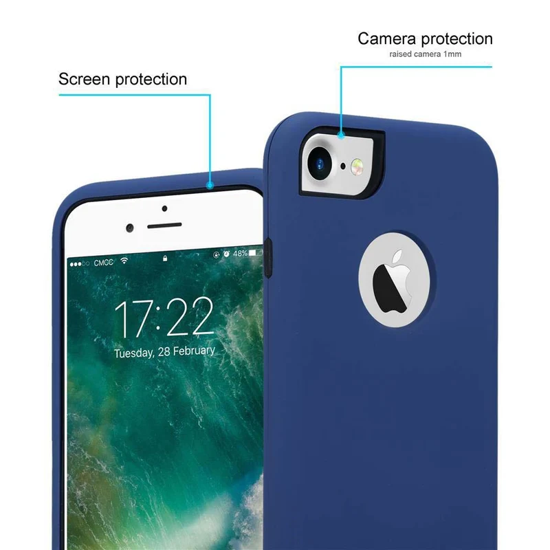 Cadorabo Hülle kompatibel mit Apple iPhone 7 / 7S / 8 / SE 2020 Hybrid Schutzhülle mit TPU Silikon Innenseite und 2teiliger Kunststoff Außenseite