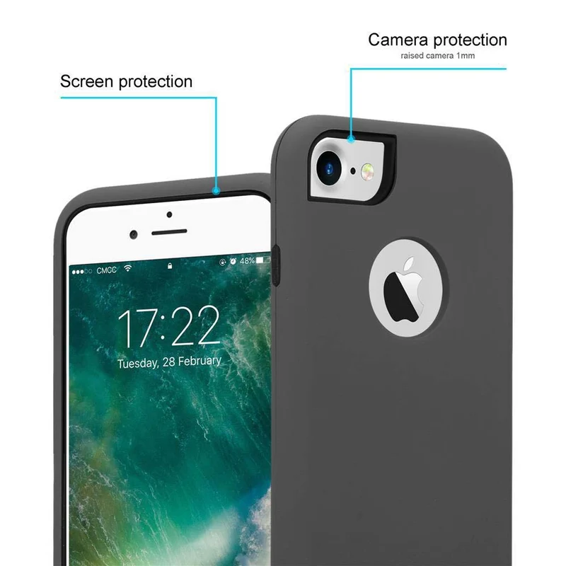 Cadorabo Hülle kompatibel mit Apple iPhone 7 / 7S / 8 / SE 2020 Hybrid Schutzhülle mit TPU Silikon Innenseite und 2teiliger Kunststoff Außenseite