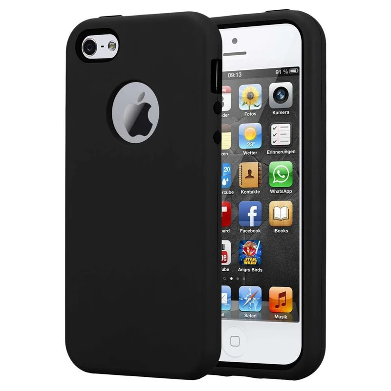 Cadorabo Hülle kompatibel mit Apple iPhone 5 / 5S / SE 2016 Hybrid Schutzhülle mit TPU Silikon Innenseite und 2teiliger Kunststoff Außenseite