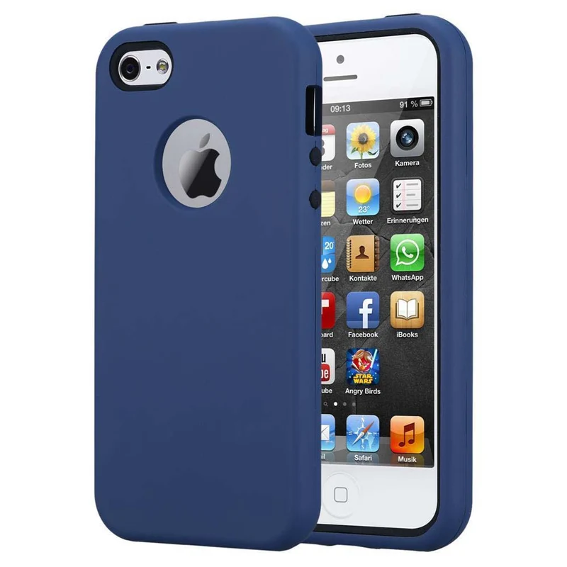 Cadorabo Hülle kompatibel mit Apple iPhone 5 / 5S / SE 2016 Hybrid Schutzhülle mit TPU Silikon Innenseite und 2teiliger Kunststoff Außenseite
