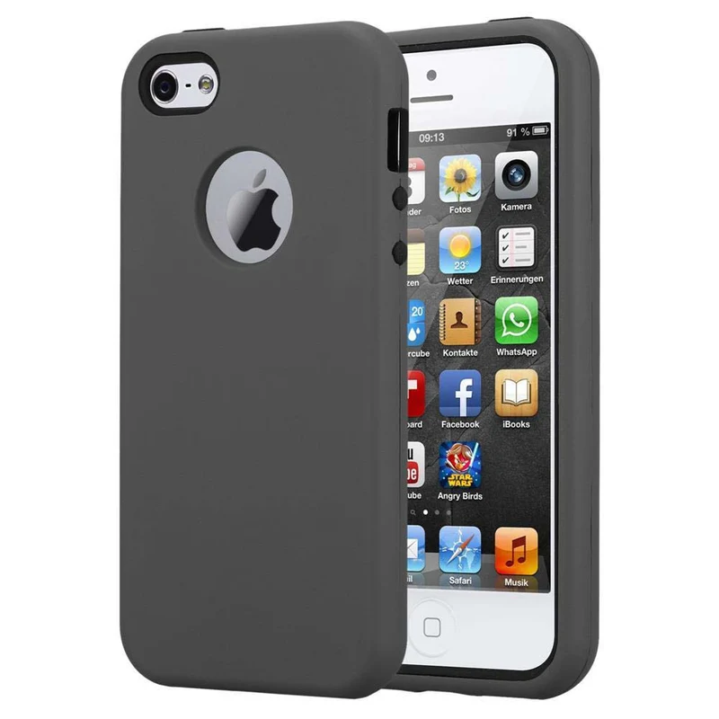 Cadorabo Hülle kompatibel mit Apple iPhone 5 / 5S / SE 2016 Hybrid Schutzhülle mit TPU Silikon Innenseite und 2teiliger Kunststoff Außenseite