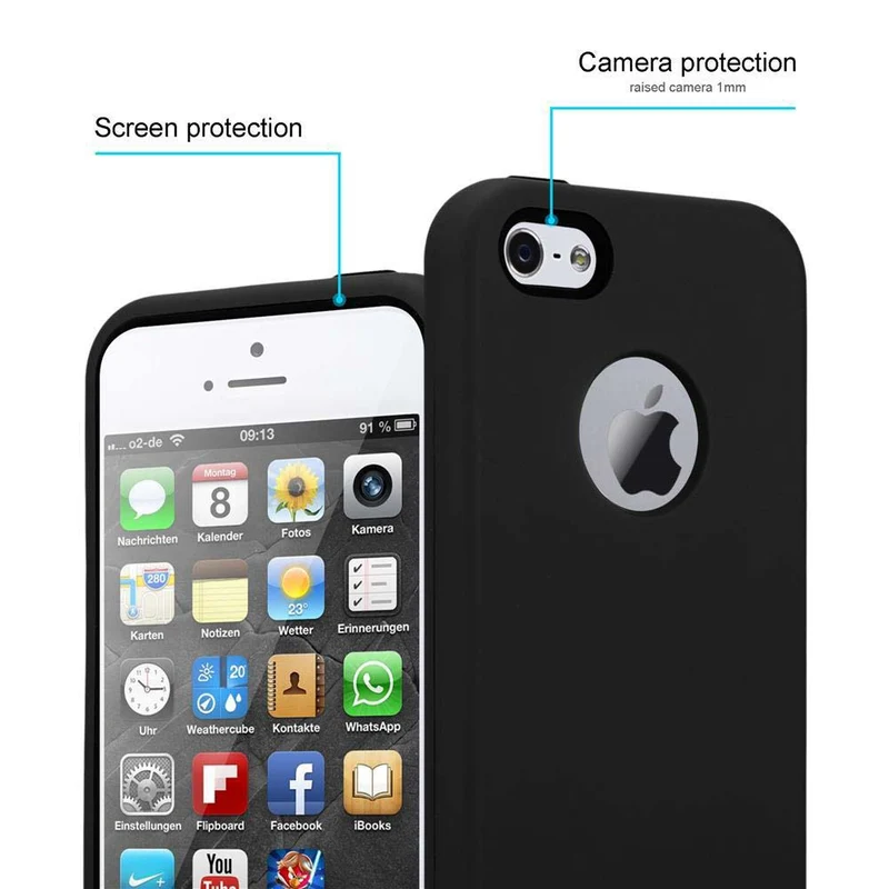 Cadorabo Hülle kompatibel mit Apple iPhone 5 / 5S / SE 2016 Hybrid Schutzhülle mit TPU Silikon Innenseite und 2teiliger Kunststoff Außenseite