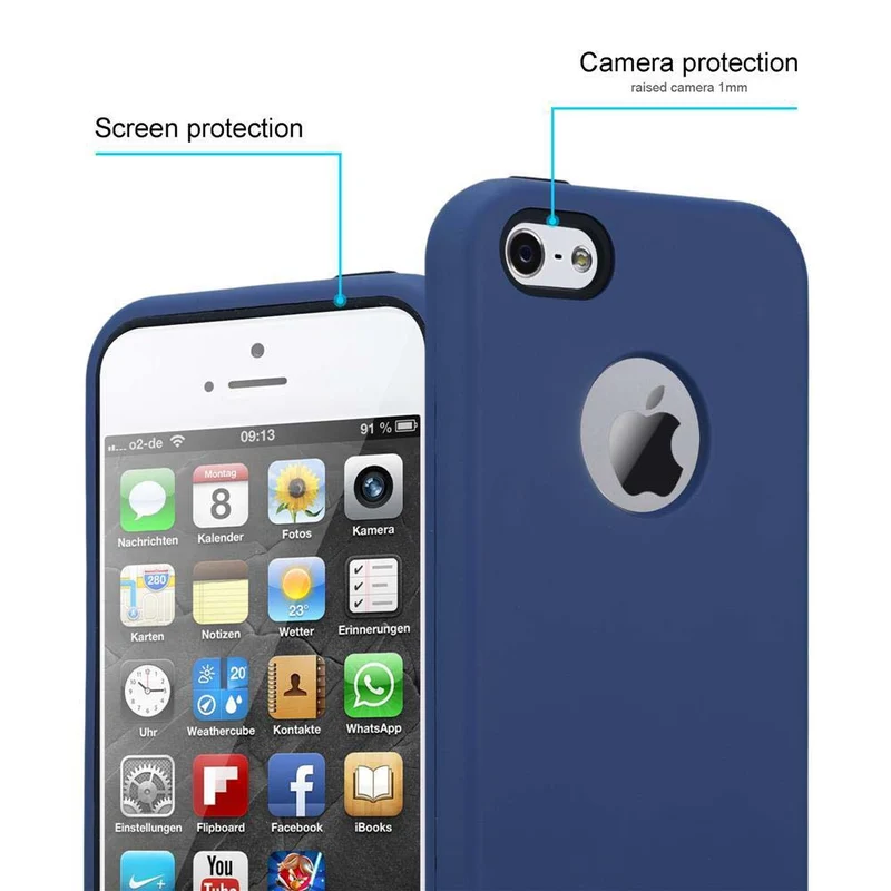 Cadorabo Hülle kompatibel mit Apple iPhone 5 / 5S / SE 2016 Hybrid Schutzhülle mit TPU Silikon Innenseite und 2teiliger Kunststoff Außenseite