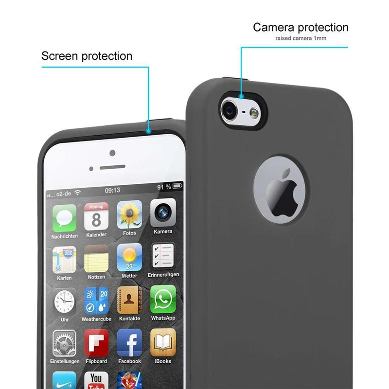 Cadorabo Hülle kompatibel mit Apple iPhone 5 / 5S / SE 2016 Hybrid Schutzhülle mit TPU Silikon Innenseite und 2teiliger Kunststoff Außenseite