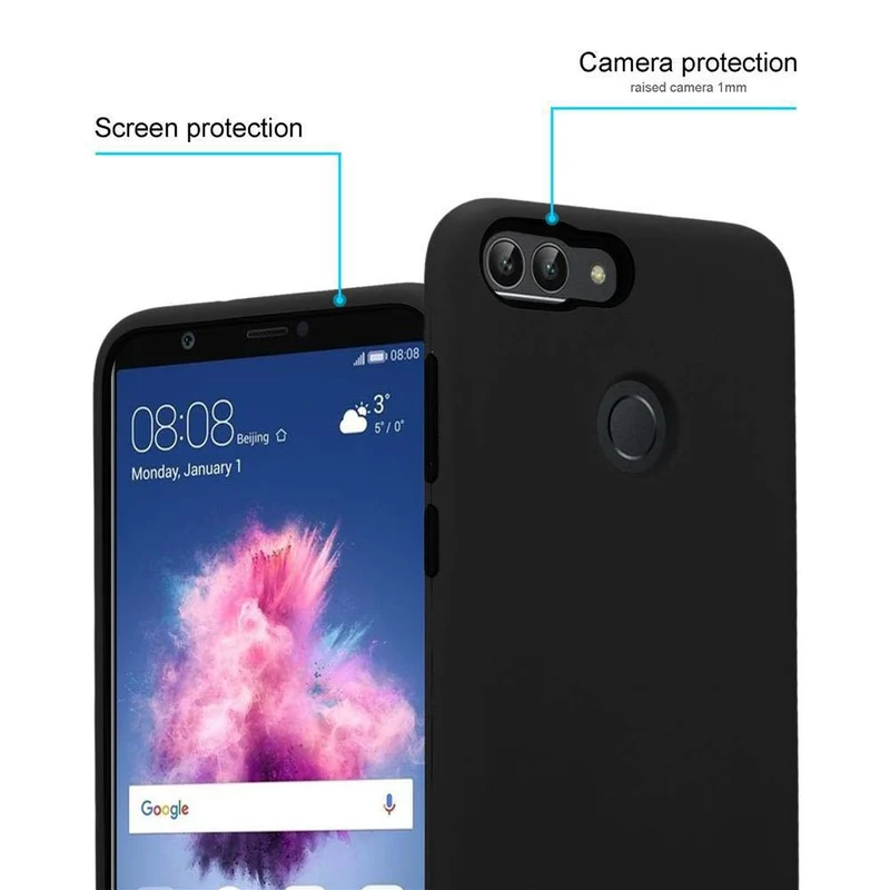 Cadorabo Hülle kompatibel mit Huawei P SMART 2018 / Enjoy 7S Hybrid Schutzhülle mit TPU Silikon Innenseite und 2teiliger Kunststoff Außenseite