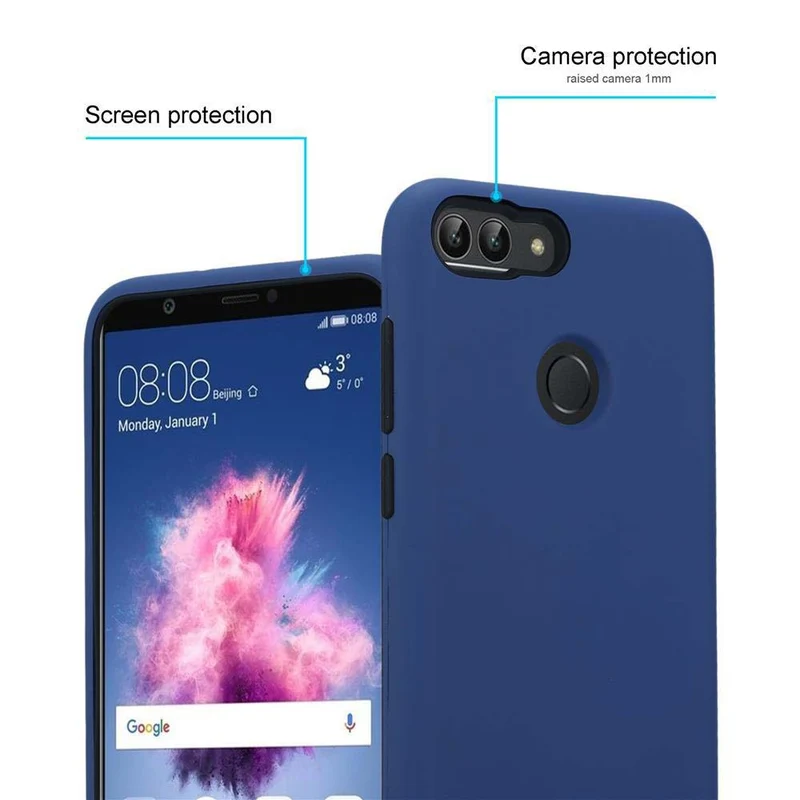 Cadorabo Hülle kompatibel mit Huawei P SMART 2018 / Enjoy 7S Hybrid Schutzhülle mit TPU Silikon Innenseite und 2teiliger Kunststoff Außenseite