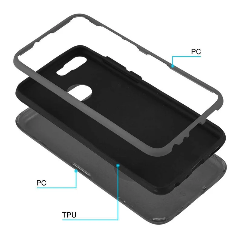 Cadorabo Hülle kompatibel mit Huawei P SMART 2018 / Enjoy 7S Hybrid Schutzhülle mit TPU Silikon Innenseite und 2teiliger Kunststoff Außenseite