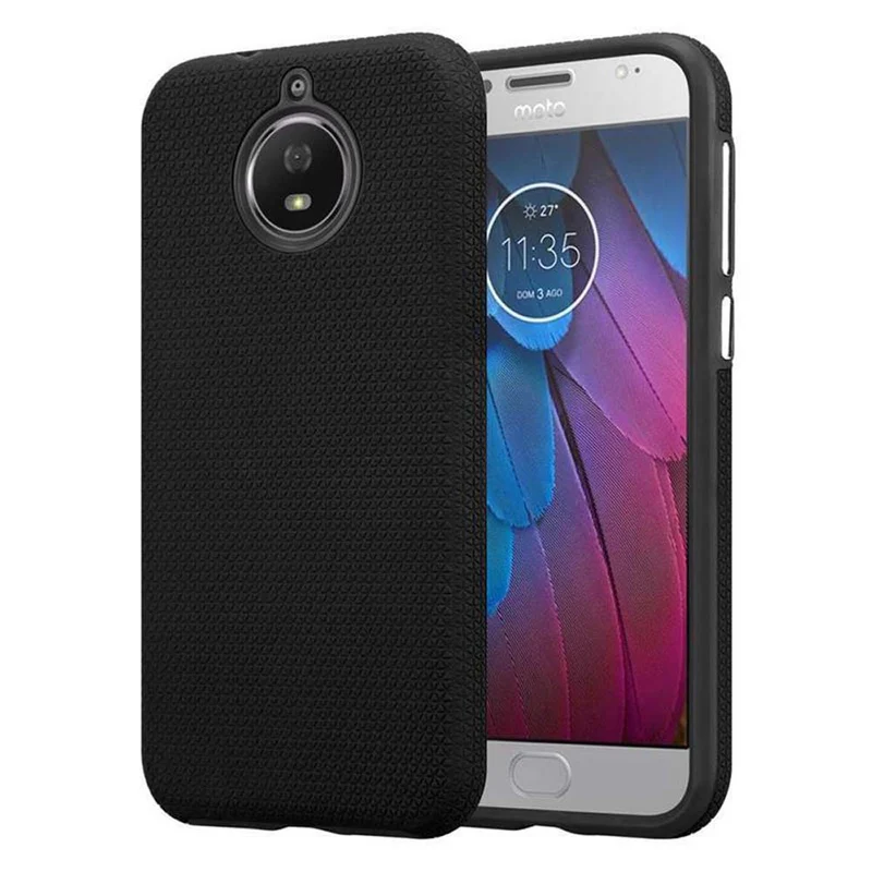 Cadorabo Hülle kompatibel mit Motorola MOTO G5S Outdoor Hybrid Schutzhülle mit extra Grip Anti Rutsch Oberfläche im Triangle Design aus Silikon und Kunststoff