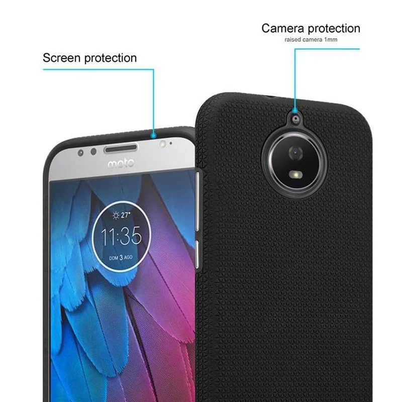 Cadorabo Hülle kompatibel mit Motorola MOTO G5S Outdoor Hybrid Schutzhülle mit extra Grip Anti Rutsch Oberfläche im Triangle Design aus Silikon und Kunststoff