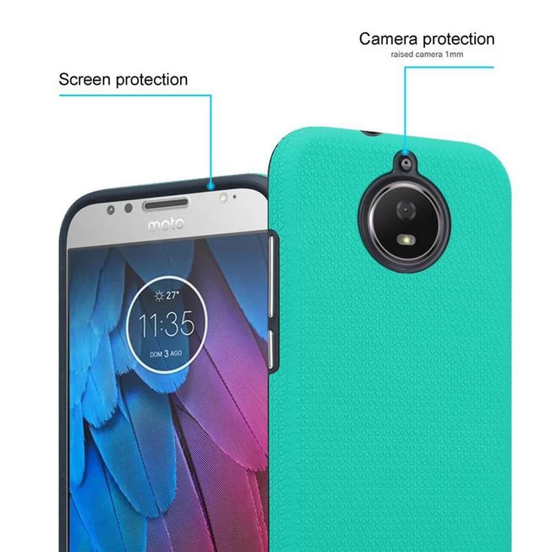 Cadorabo Hülle kompatibel mit Motorola MOTO G5S Outdoor Hybrid Schutzhülle mit extra Grip Anti Rutsch Oberfläche im Triangle Design aus Silikon und Kunststoff