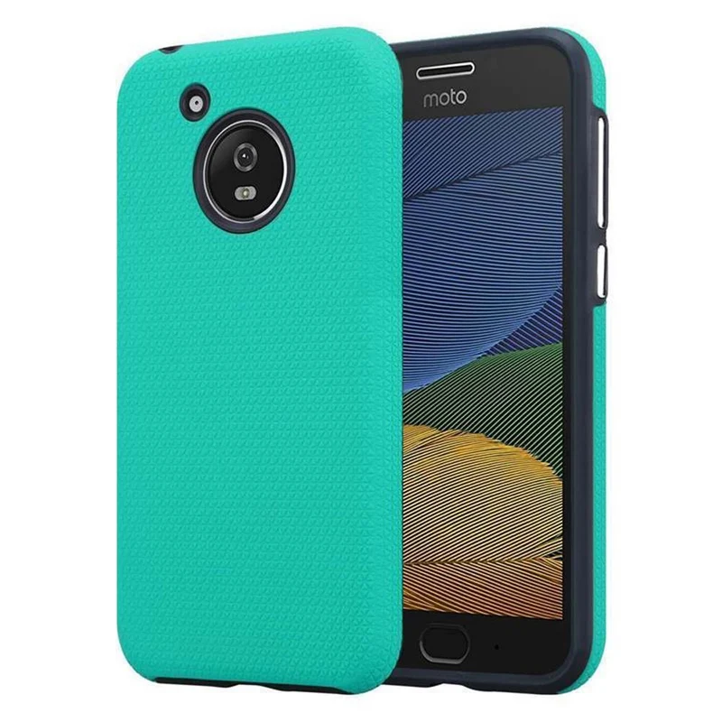 Cadorabo Hülle kompatibel mit Motorola MOTO G5 Outdoor Hybrid Schutzhülle mit extra Grip Anti Rutsch Oberfläche im Triangle Design aus Silikon und Kunststoff