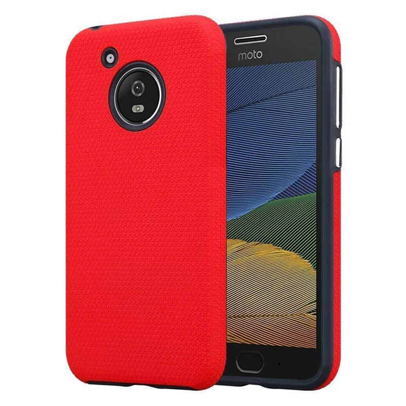 Cadorabo Hülle kompatibel mit Motorola MOTO G5 Outdoor Hybrid Schutzhülle mit extra Grip Anti Rutsch Oberfläche im Triangle Design aus Silikon und Kunststoff