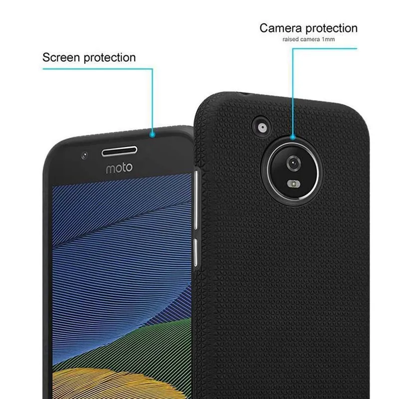 Cadorabo Hülle kompatibel mit Motorola MOTO G5 Outdoor Hybrid Schutzhülle mit extra Grip Anti Rutsch Oberfläche im Triangle Design aus Silikon und Kunststoff