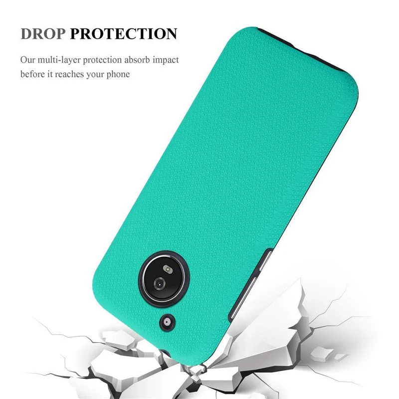 Cadorabo Hülle kompatibel mit Motorola MOTO G5 Outdoor Hybrid Schutzhülle mit extra Grip Anti Rutsch Oberfläche im Triangle Design aus Silikon und Kunststoff