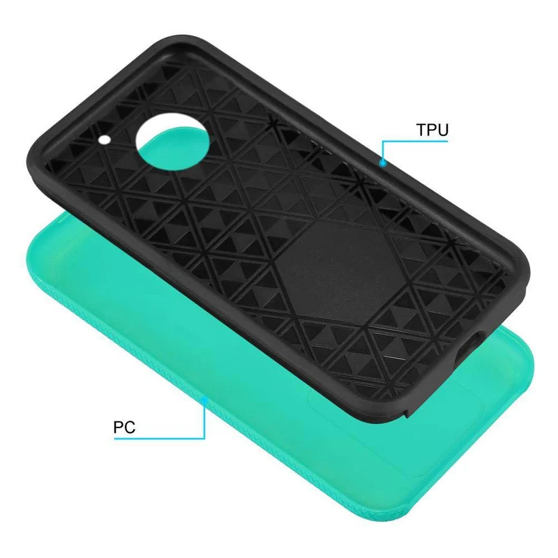 Cadorabo Hülle kompatibel mit Motorola MOTO G5 Outdoor Hybrid Schutzhülle mit extra Grip Anti Rutsch Oberfläche im Triangle Design aus Silikon und Kunststoff