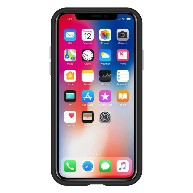 Cadorabo Hülle kompatibel mit Apple iPhone X / XS Outdoor Hybrid Schutzhülle mit extra Grip Anti Rutsch Oberfläche im Triangle Design aus Silikon und Kunststoff