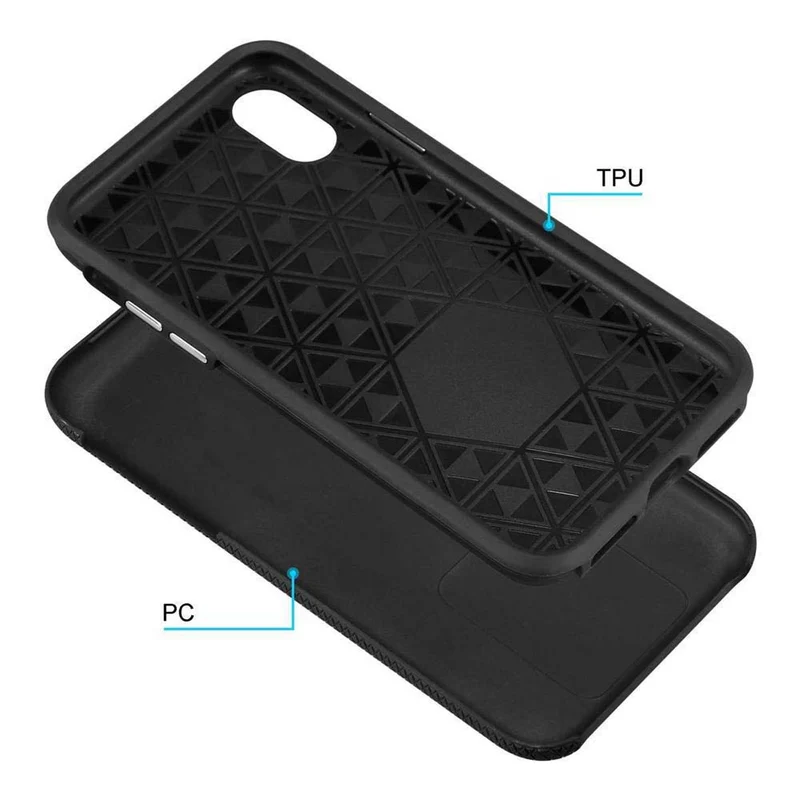 Cadorabo Hülle kompatibel mit Apple iPhone X / XS Outdoor Hybrid Schutzhülle mit extra Grip Anti Rutsch Oberfläche im Triangle Design aus Silikon und Kunststoff