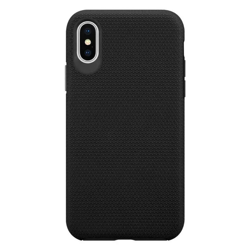 Cadorabo Hülle kompatibel mit Apple iPhone X / XS Outdoor Hybrid Schutzhülle mit extra Grip Anti Rutsch Oberfläche im Triangle Design aus Silikon und Kunststoff