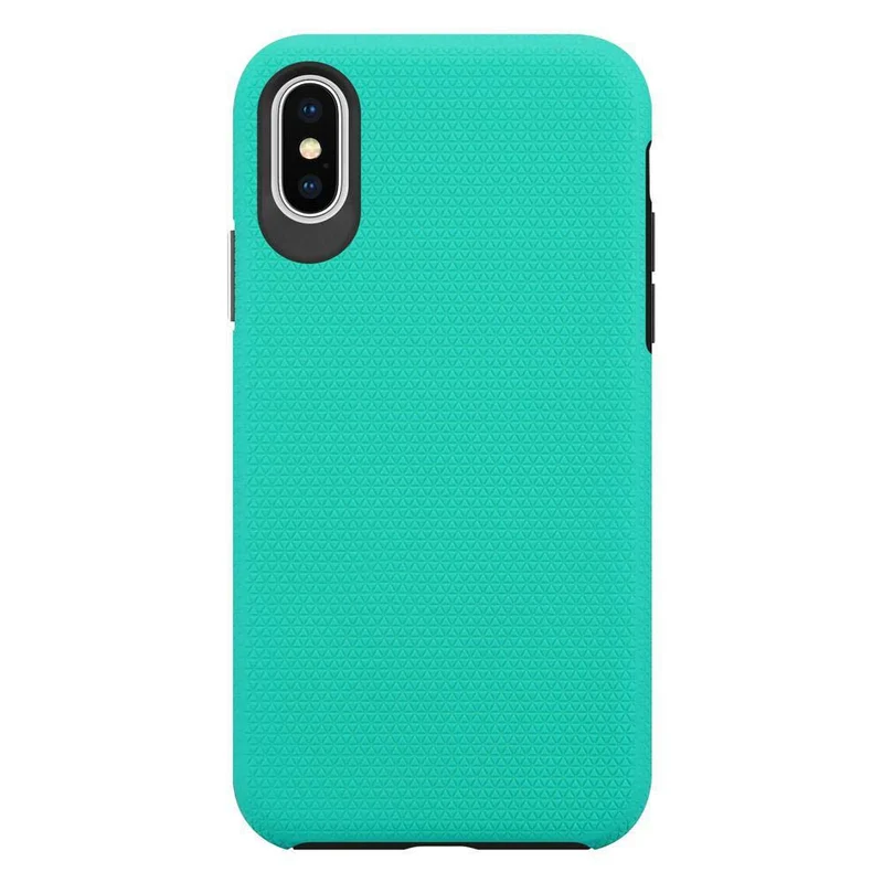 Cadorabo Hülle kompatibel mit Apple iPhone X / XS Outdoor Hybrid Schutzhülle mit extra Grip Anti Rutsch Oberfläche im Triangle Design aus Silikon und Kunststoff