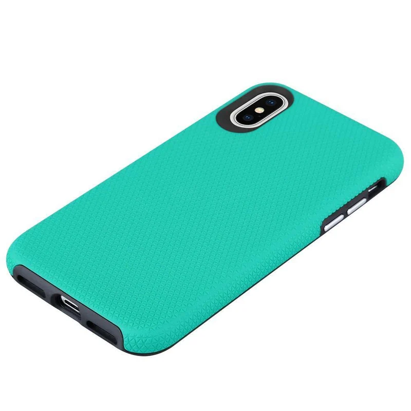Cadorabo Hülle kompatibel mit Apple iPhone X / XS Outdoor Hybrid Schutzhülle mit extra Grip Anti Rutsch Oberfläche im Triangle Design aus Silikon und Kunststoff