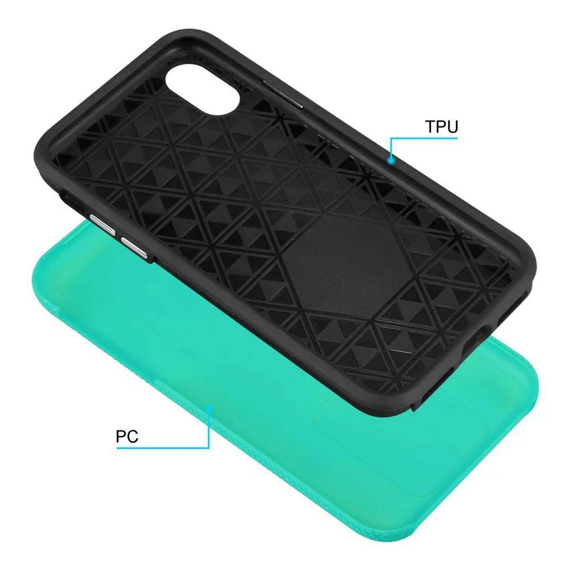 Cadorabo Hülle kompatibel mit Apple iPhone X / XS Outdoor Hybrid Schutzhülle mit extra Grip Anti Rutsch Oberfläche im Triangle Design aus Silikon und Kunststoff
