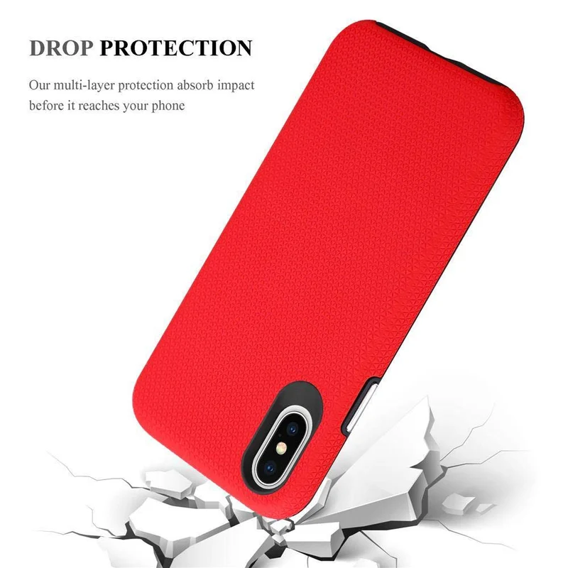 Cadorabo Hülle kompatibel mit Apple iPhone X / XS Outdoor Hybrid Schutzhülle mit extra Grip Anti Rutsch Oberfläche im Triangle Design aus Silikon und Kunststoff