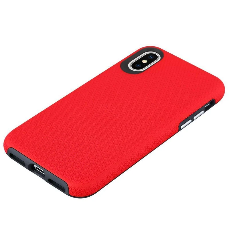 Cadorabo Hülle kompatibel mit Apple iPhone X / XS Outdoor Hybrid Schutzhülle mit extra Grip Anti Rutsch Oberfläche im Triangle Design aus Silikon und Kunststoff