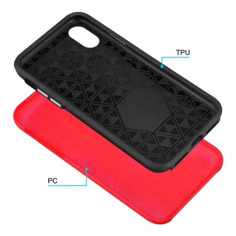 Cadorabo Hülle kompatibel mit Apple iPhone X / XS Outdoor Hybrid Schutzhülle mit extra Grip Anti Rutsch Oberfläche im Triangle Design aus Silikon und Kunststoff