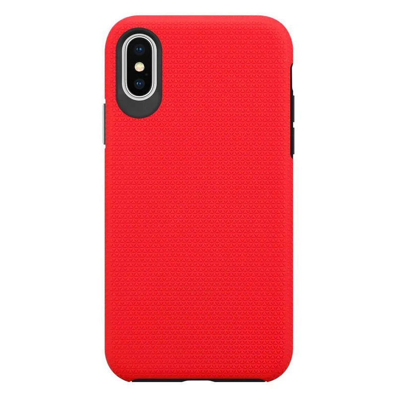 Cadorabo Hülle kompatibel mit Apple iPhone X / XS Outdoor Hybrid Schutzhülle mit extra Grip Anti Rutsch Oberfläche im Triangle Design aus Silikon und Kunststoff