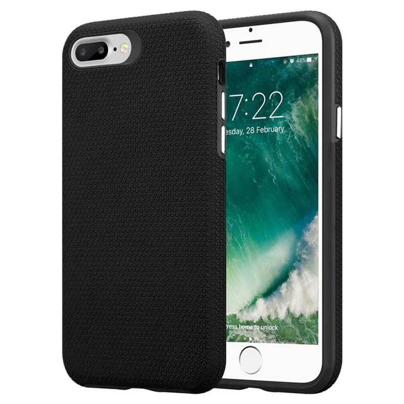 Cadorabo Hülle kompatibel mit Apple iPhone 6 PLUS / 6S PLUS / 7 PLUS / 7S PLUS / 8 PLUS Outdoor Hybrid Schutzhülle mit extra Grip Anti Rutsch Oberfläche im Triangle Design aus Silikon und Kunststoff