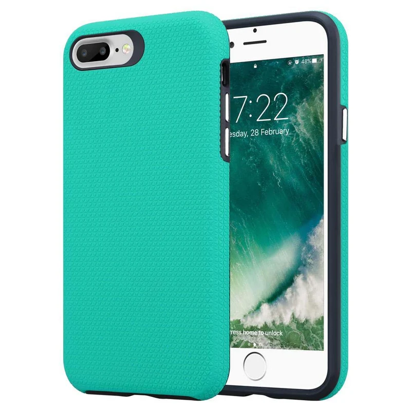 Cadorabo Hülle kompatibel mit Apple iPhone 6 PLUS / 6S PLUS / 7 PLUS / 7S PLUS / 8 PLUS Outdoor Hybrid Schutzhülle mit extra Grip Anti Rutsch Oberfläche im Triangle Design aus Silikon und Kunststoff