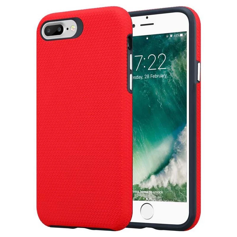 Cadorabo Hülle kompatibel mit Apple iPhone 6 PLUS / 6S PLUS / 7 PLUS / 7S PLUS / 8 PLUS Outdoor Hybrid Schutzhülle mit extra Grip Anti Rutsch Oberfläche im Triangle Design aus Silikon und Kunststoff