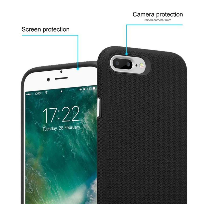 Cadorabo Hülle kompatibel mit Apple iPhone 6 PLUS / 6S PLUS / 7 PLUS / 7S PLUS / 8 PLUS Outdoor Hybrid Schutzhülle mit extra Grip Anti Rutsch Oberfläche im Triangle Design aus Silikon und Kunststoff