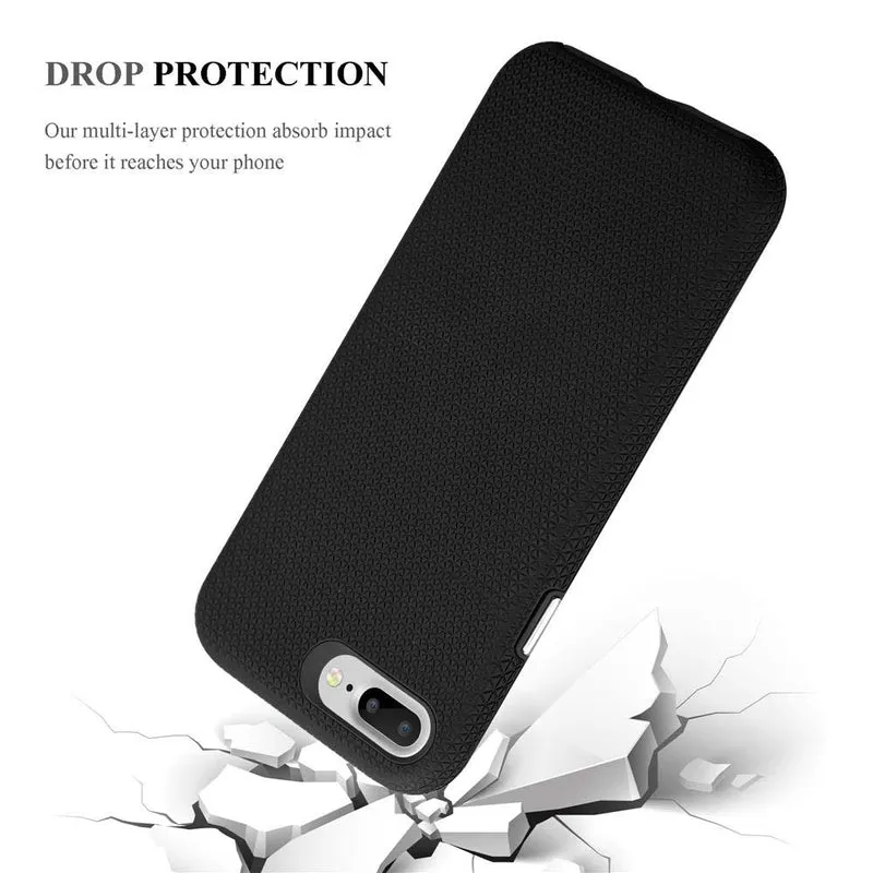 Cadorabo Hülle kompatibel mit Apple iPhone 6 PLUS / 6S PLUS / 7 PLUS / 7S PLUS / 8 PLUS Outdoor Hybrid Schutzhülle mit extra Grip Anti Rutsch Oberfläche im Triangle Design aus Silikon und Kunststoff