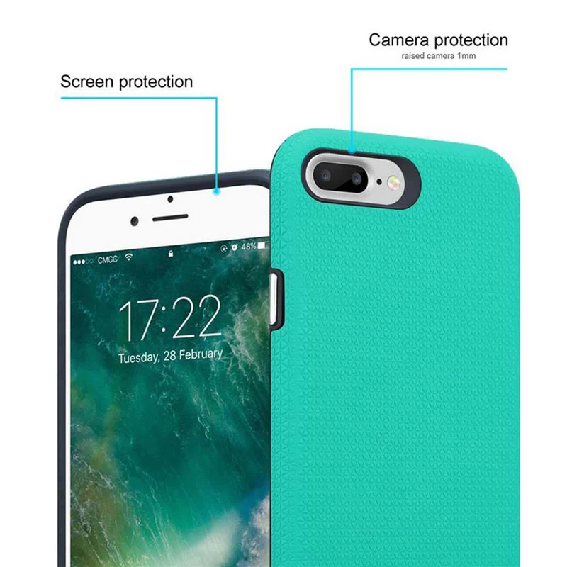 Cadorabo Hülle kompatibel mit Apple iPhone 6 PLUS / 6S PLUS / 7 PLUS / 7S PLUS / 8 PLUS Outdoor Hybrid Schutzhülle mit extra Grip Anti Rutsch Oberfläche im Triangle Design aus Silikon und Kunststoff